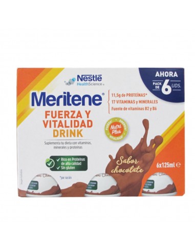 MERITENE FUERZA Y VITALIDAD DRINK PACK CHOCOLATE 6 U X 125 ML